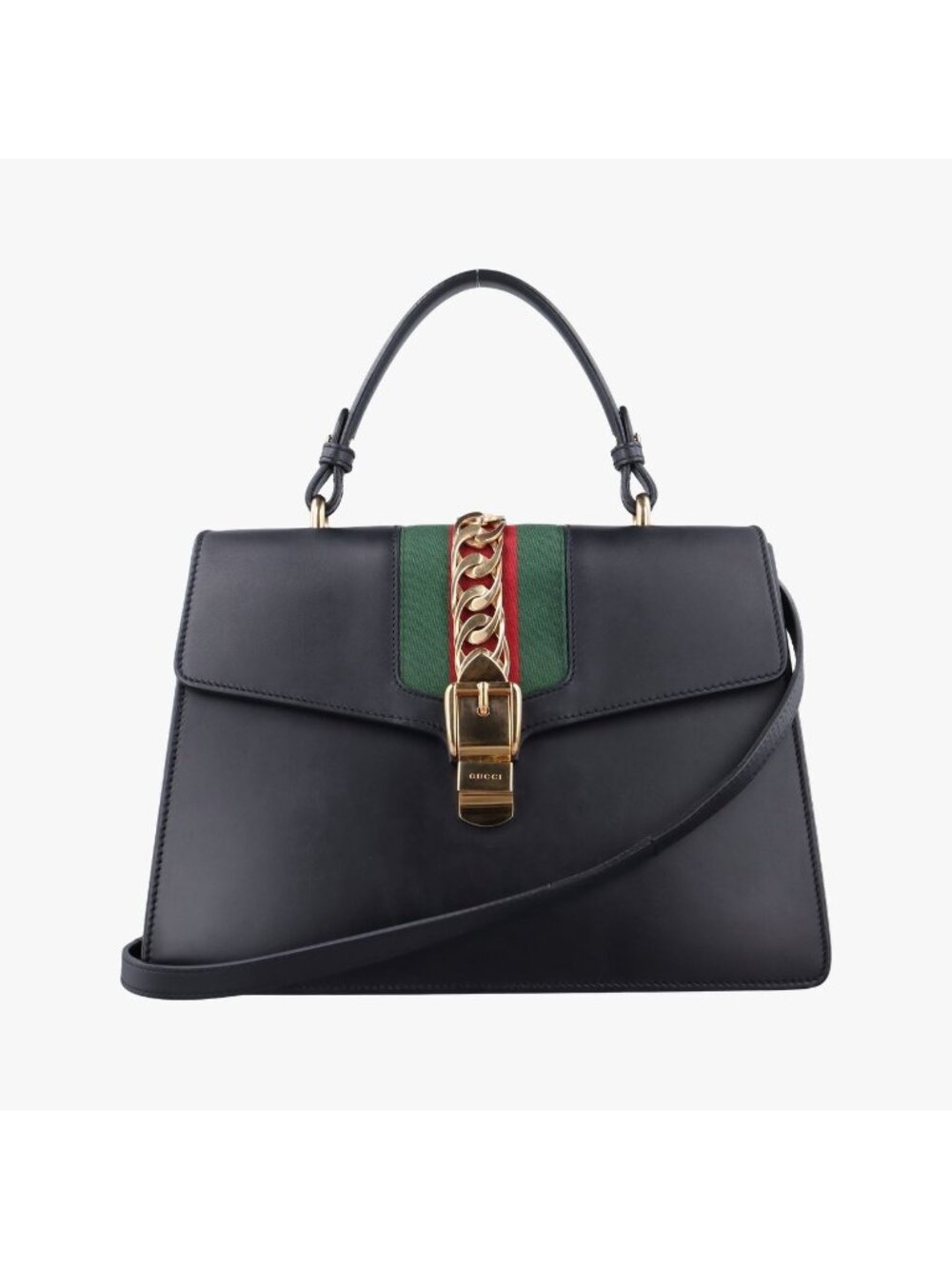 Gucci Sylvie Black Leather Shoulder Bag